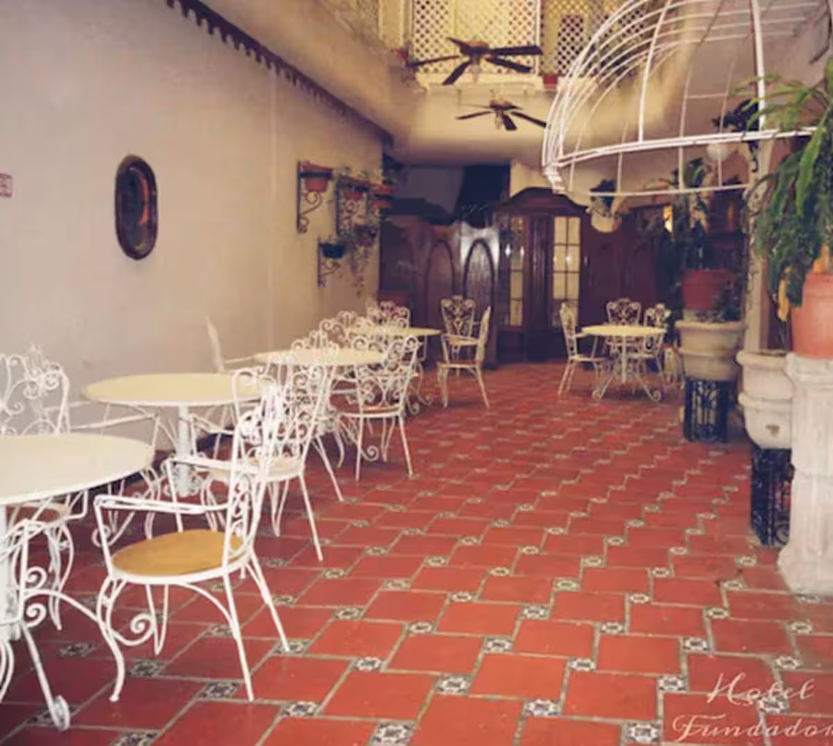 Terrace seating at Hotel Fundador